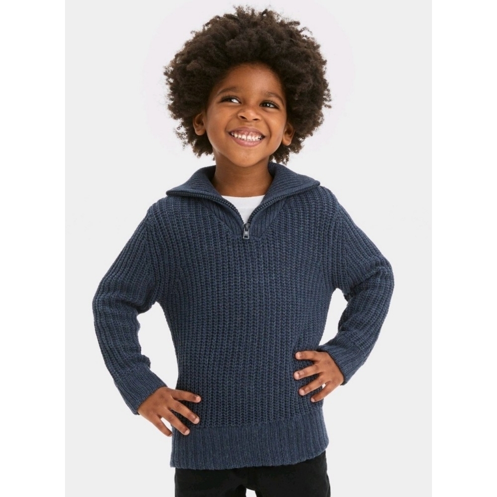 Cat & Jack Half Zip Turtleneck cable knit sweater Navy Size XS (4/5)